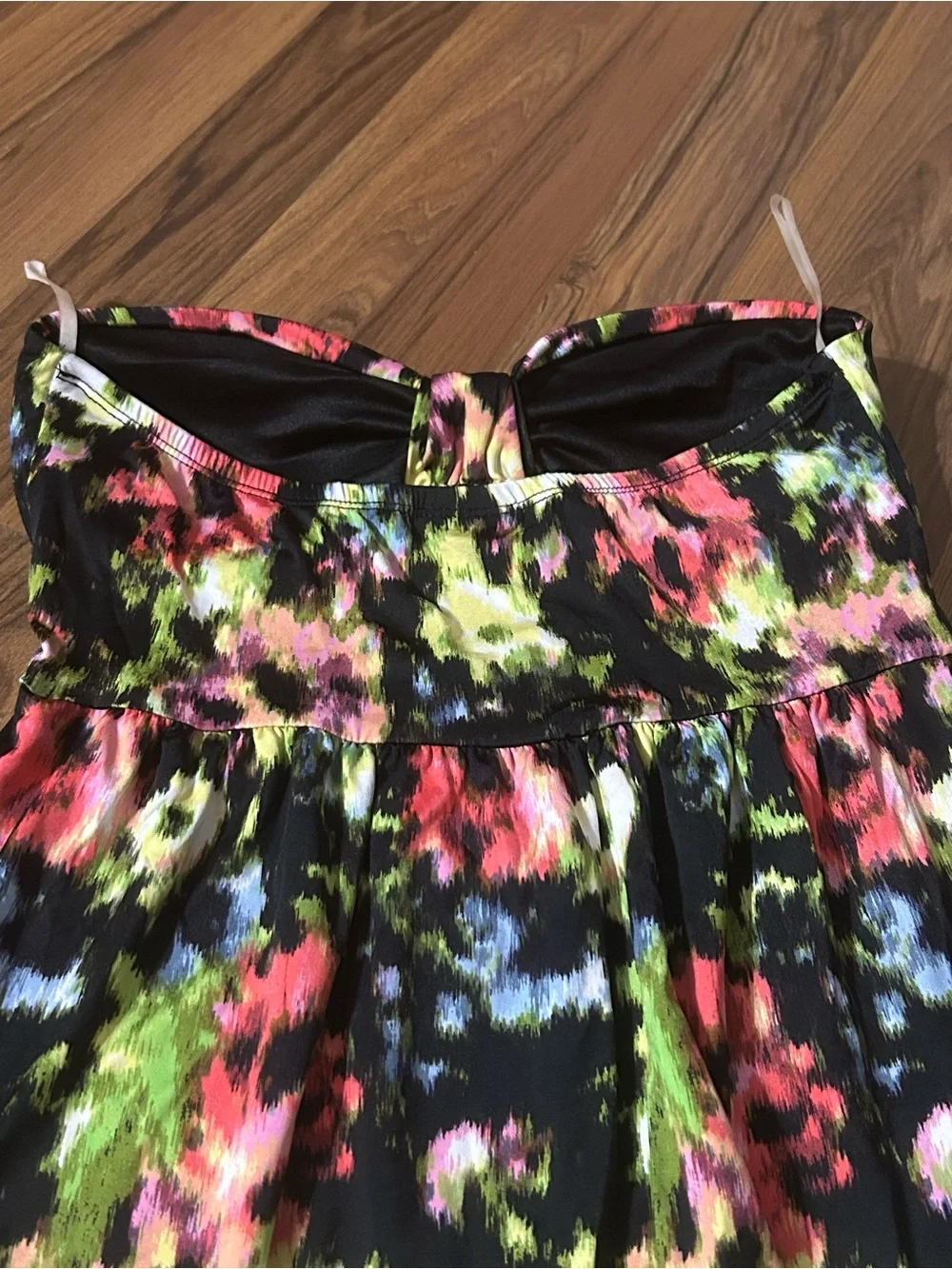 Rue21 Strapless Bubble Mini Dress Y2K Colorful Floral Watercolor Print
